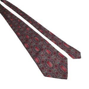Henry Grethel Classic Silk Tie Red Grey Geometric Office Business Dad Gift